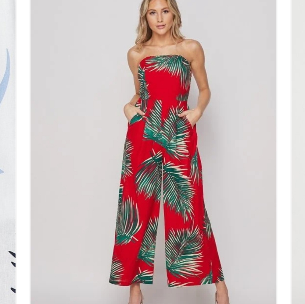 New womens palm print jumpsuit